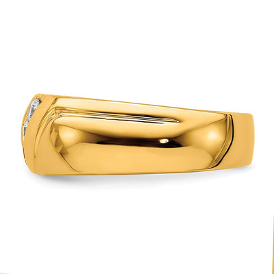 14K Diamond 3-stone Mens Ring
