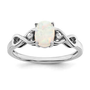 14k White Gold Created Opal and Diamond Ring (Style RM5972-OP-004-WA)
