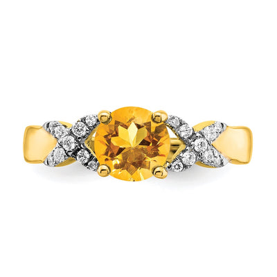 14K Two-tone Citrine and Diamond Ring