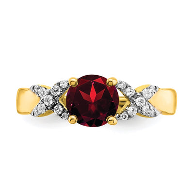 14K Two-tone Garnet and Diamond Ring