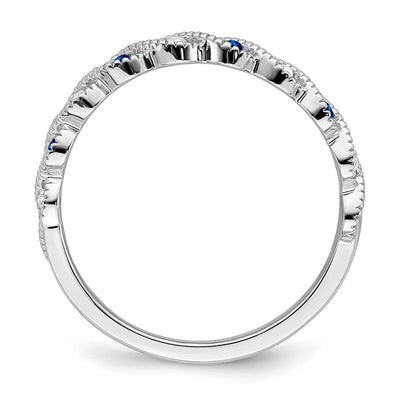 14K White Gold Sapphire and Diamond Twist Band