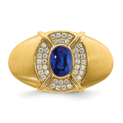 14K Sapphire and Diamond Mens Ring