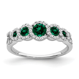 14k White Gold Created Emerald and Diamond Ring (Style RM7115-EM-025-WA)