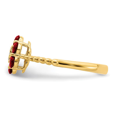 14K Garnet and Diamond Floral Ring