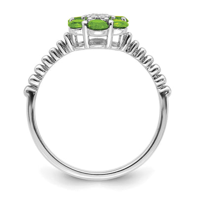 14K White Gold Peridot and Diamond Floral Ring