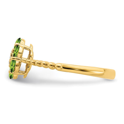 14K Peridot and Diamond Floral Ring