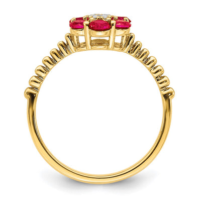 14K Ruby and Diamond Floral Ring