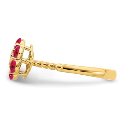 14K Ruby and Diamond Floral Ring