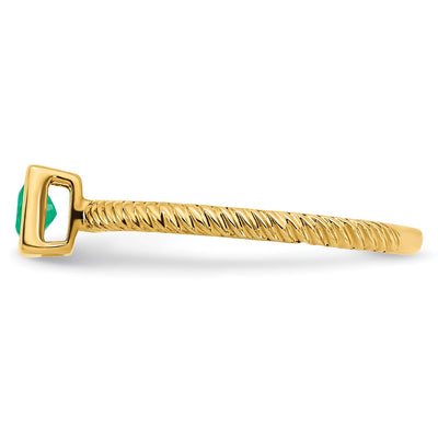 14K Square Bezel Emerald Ring
