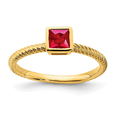 14K Square Bezel Ruby Ring