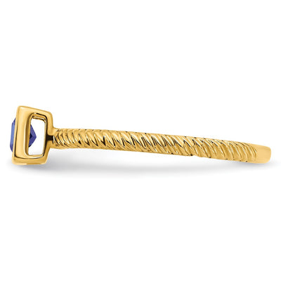 14K Square Bezel Sapphire Ring