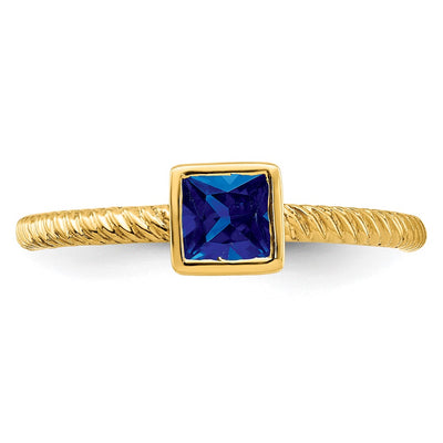 14K Square Bezel Sapphire Ring