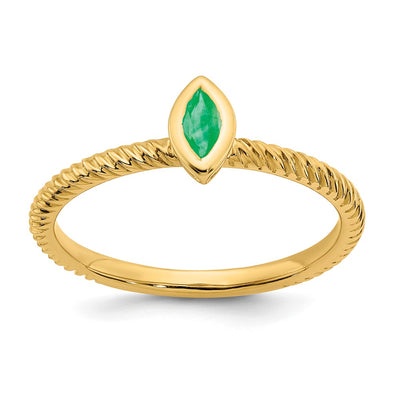 14K Marquise Bezel Emerald Ring