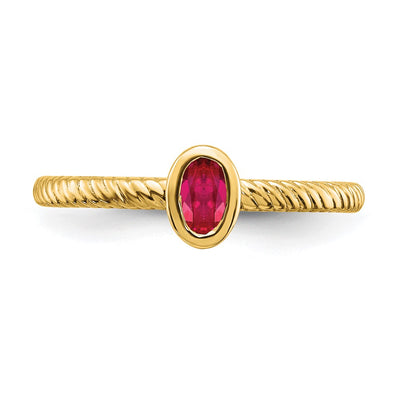 14K Oval Bezel Ruby Ring
