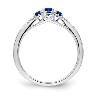14K White Gold Sapphire and Diamond 3-stone Ring