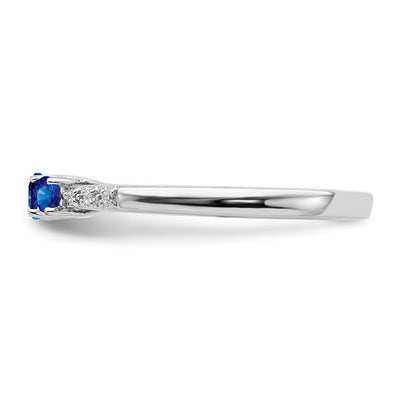14K White Gold Sapphire and Diamond 3-stone Ring