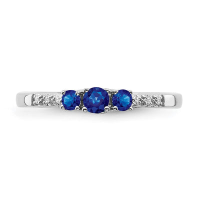 14K White Gold Sapphire and Diamond 3-stone Ring