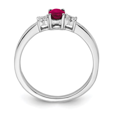 14K White Gold Oval Ruby and Diamond Ring