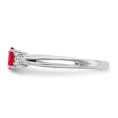 14K White Gold Oval Ruby and Diamond Ring