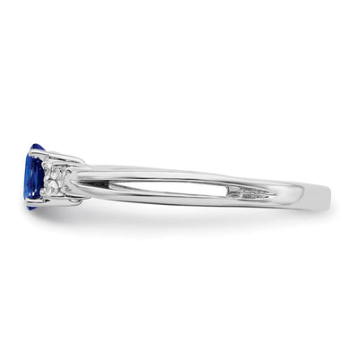 14K White Gold Oval Sapphire and Diamond Ring