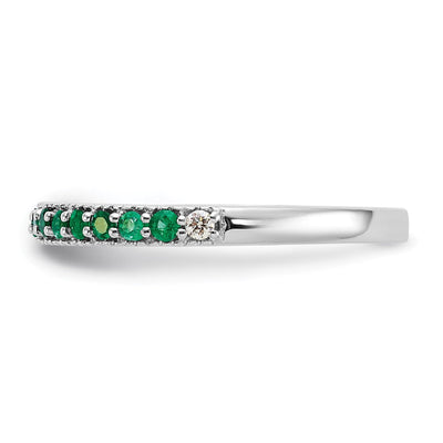 14K White Gold Emerald and Diamond Band