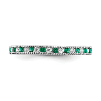 14K White Gold Emerald and Diamond Band