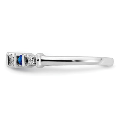 14K White Gold Sapphire and Diamond Band