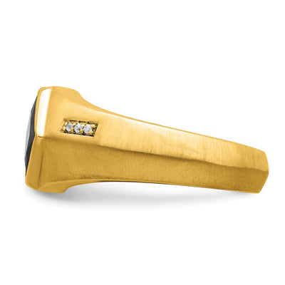 14K Onyx and Diamond Satin Mens Ring