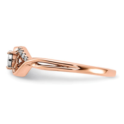 14K Rose Gold Polished Side Hearts Diamond Ring