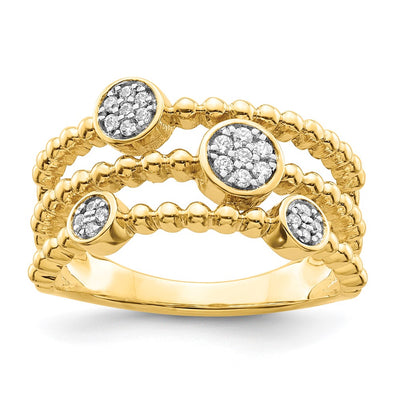 14K Polished Pavé Circles Multi-band Diamond Ring