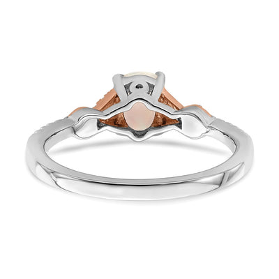 14K Two-tone Polished Oval Opal & Diamond Ring