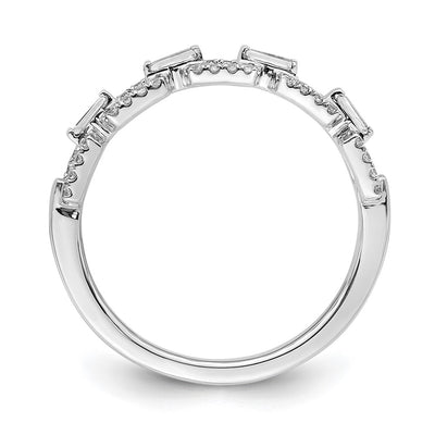 14K White Gold Polished Squares Diamond Ring