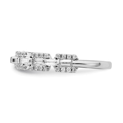 14K White Gold Polished Squares Diamond Ring