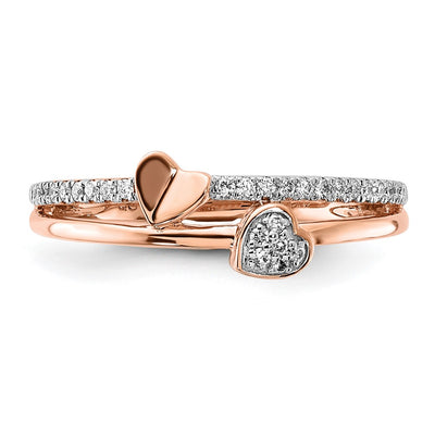 14K Rose Gold Polished Hearts Diamond Ring