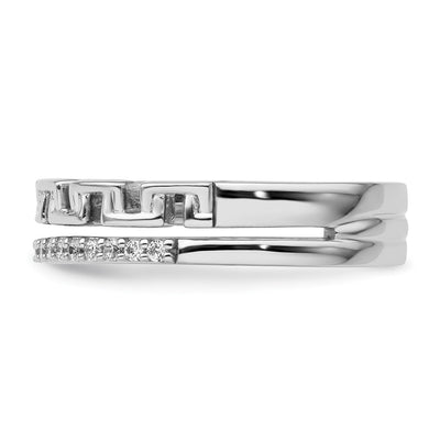14K White Gold Polished Diamond Double Band Fashion Ring