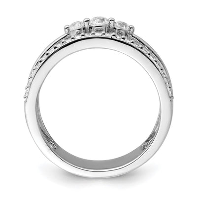 14K White Gold Polished Diamond Double Band Fashion Ring