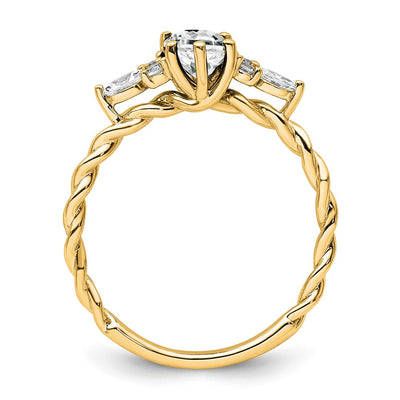 14K Polished Diamond and White Topaz Twisted Ring