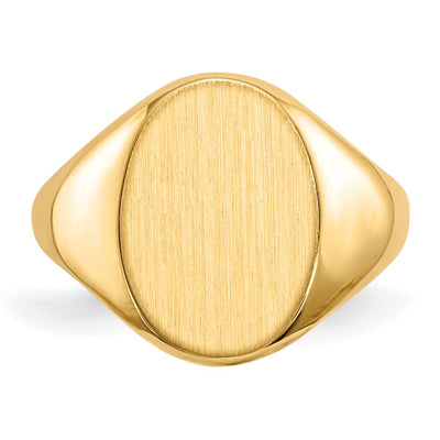 14K White Gold 9.5x12.5mm Closed Back Signet Ring