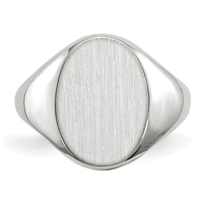 14K White Gold 8.0x11.5mm Closed Back Signet Ring