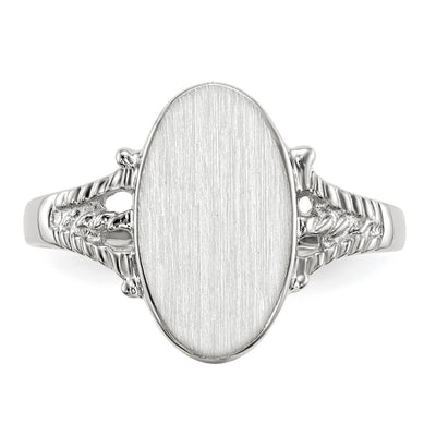 14K White Gold 8.5x13.5mm Closed Back Signet Ring