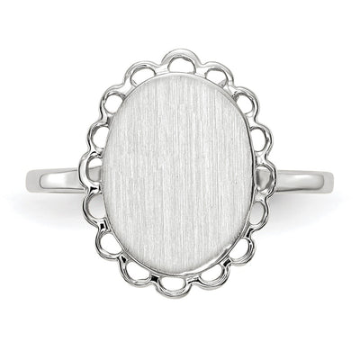 14K White Gold 9.0x11.5mm Open Back Signet Ring