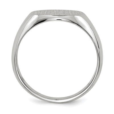 14K White Gold 13.5x12.5mm Closed Back Mens Signet Ring