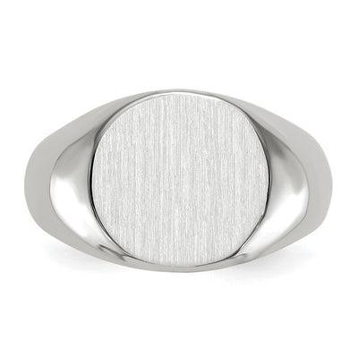 14K White Gold 13.5x12.5mm Closed Back Mens Signet Ring
