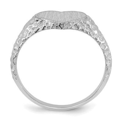 14K White Gold 8.0x9.0mm Open Back Heart Signet Ring