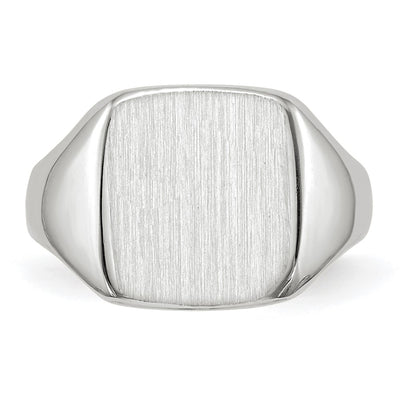 14K White Gold 10.5x11.0mm Closed Back Signet Ring
