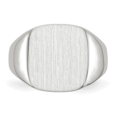 14K White Gold 13.5x14.5mm Closed Back Men's Signet Ring