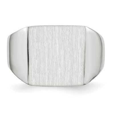 14K White Gold 13.0x13.0mm Closed Back Signet Ring