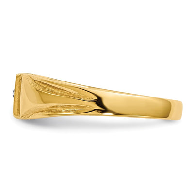 14K Child's Diamond Closed Back Signet Ring