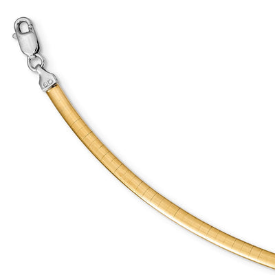 Sterling Silver Gold-pltd Reversible w/2in ext Cubetto Chain, 18 x 3mm