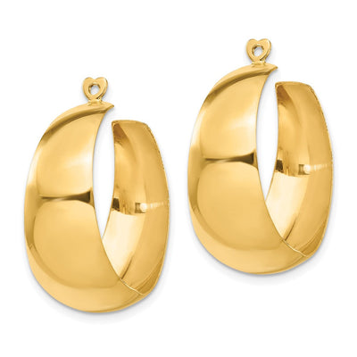 14K Polished Hoop Earring Jackets, 28 x 11mm